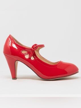 Chase + Chloe Red Patent Mary Jane High Heels Kimmy Women's Classic Pump 7.5